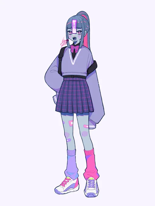 キョンシーハイスクールガール#創作 #oc 
