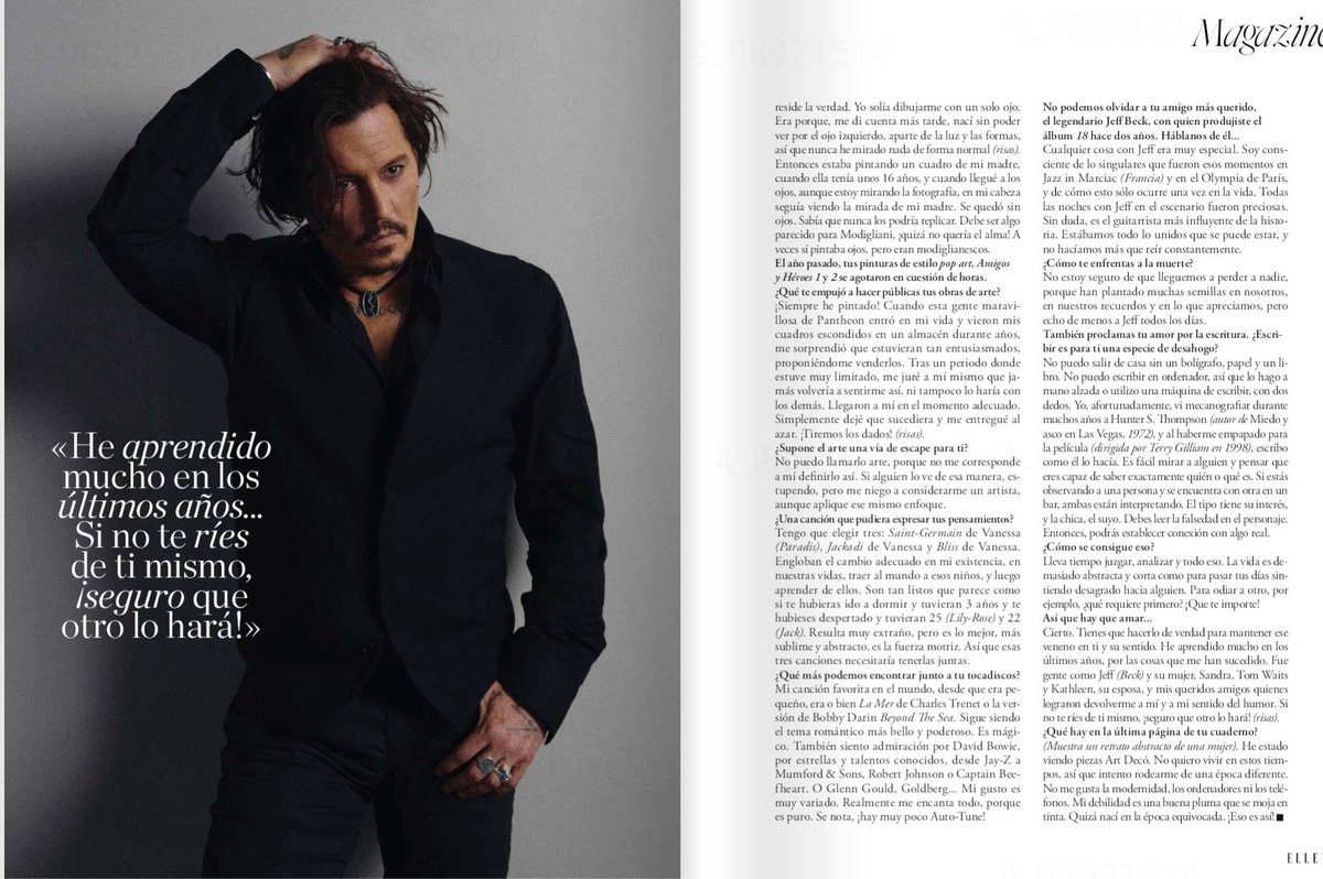 LongJoanSilver's tweet photo. Johnny Depp’s interview with Elle Spain for their September edition https://t.co/wBYLcfXYRl