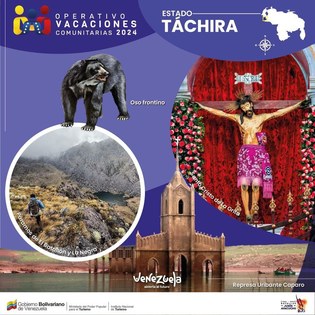 Durante esta temporada vacacional te invitamos a disfrutar de los destinos turisticos del estado Táchira.

¡ Venezuela Abierta al Futuro!
 
#venezuelaabiertaalfuturo #vacacionescomunitarias2024 #inatur #tueresinatur #tachira