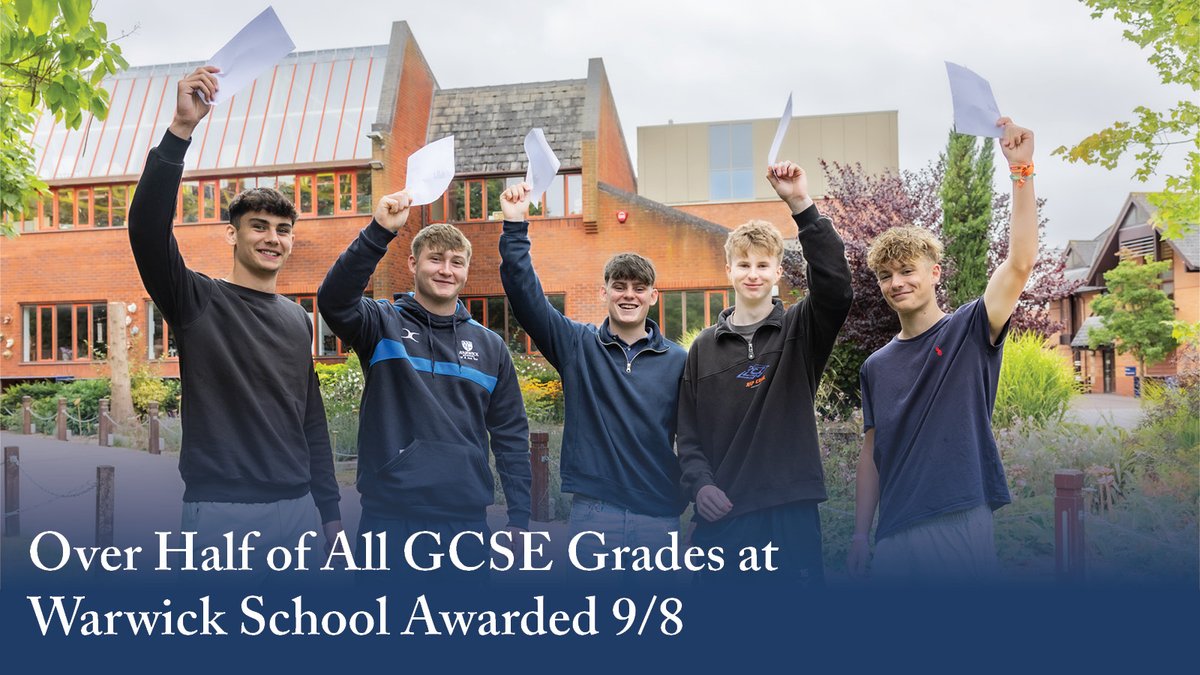 Congratulations to our Year 11 pupils who received their GCSE results today.

Their results were outstanding, with over half of all grades being awarded at 9/8 and over three-quarters being awarded at 9-7.

Read the full story ➡️ warwickschool.org/latest-news