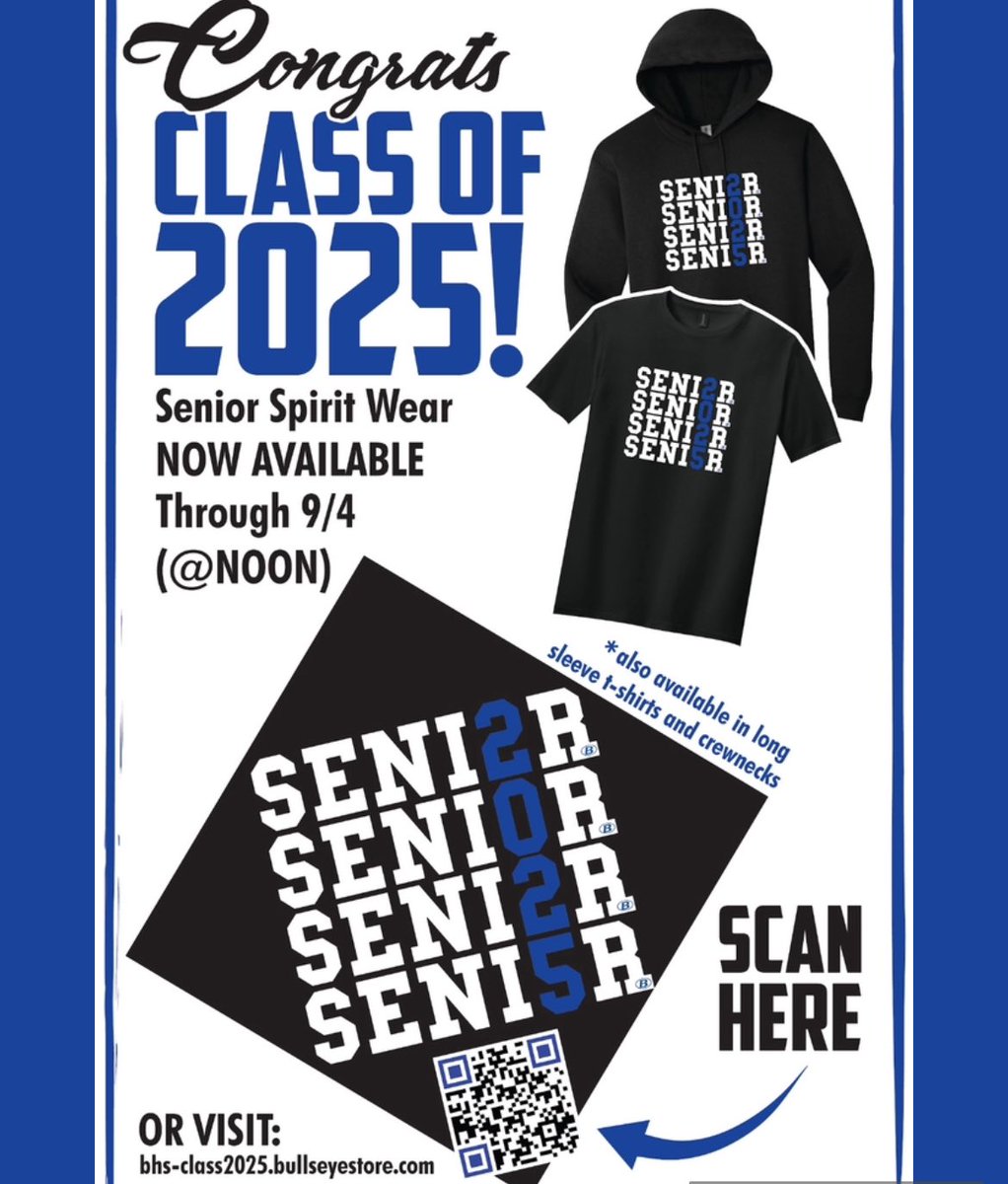 Order Senior spirit wear before the shop closes!!!(9/4)