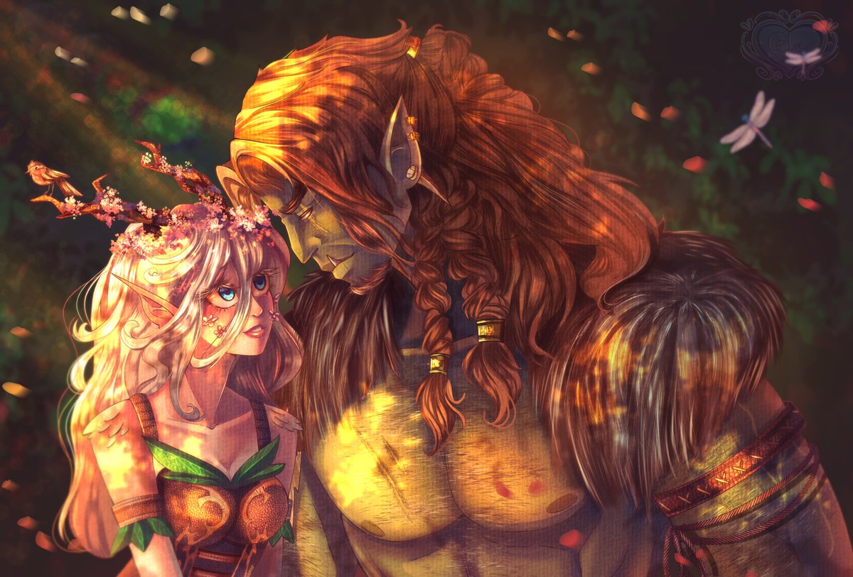 milkii_clouds's tweet photo. So happy I started to draw these two again π€§β€#BG3 #faerun #tav #dnd #fantasy #BG3tav #fantasyartist #conceptart #orc #kirin #orcxelf #fantasyromance #romantsy https://t.co/sh0wjPUnix
