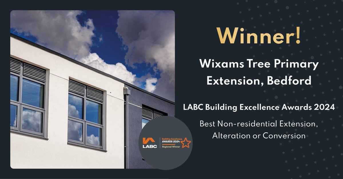 Congratulations to Wixams Tree Primary School on winning the LABC Building Excellence Award for Best Non-residential Extension, Alteration or Conversion! 🏆 

<a href="/BedfordTweets/">Bedford Borough Council</a> <a href="/WillmottDixon/">Willmott Dixon</a> NORR <a href="/Perfect_Circle_/">Perfect Circle</a> <a href="/Scape_Group/">SCAPE</a> 

Read the full shortlist labc.co.uk/news/labc-cent…