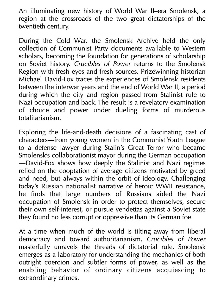 Michael David-Fox - Crucibles of Power

Smolensk under Stalinist and Nazi Rule

À paraître en février aux Harvard UP