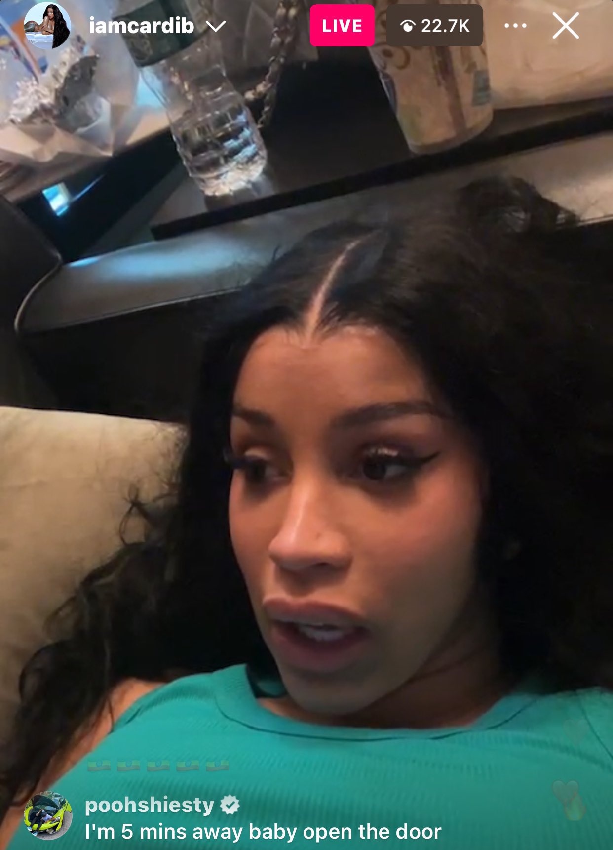 Saint on X: "Pooh shiesty shoots his shot at Cardi B during her instagram  live today 👀🔥! — “I'm 5 minutes away baby open the door”  https://t.co/mXyyCu2oXt" / X