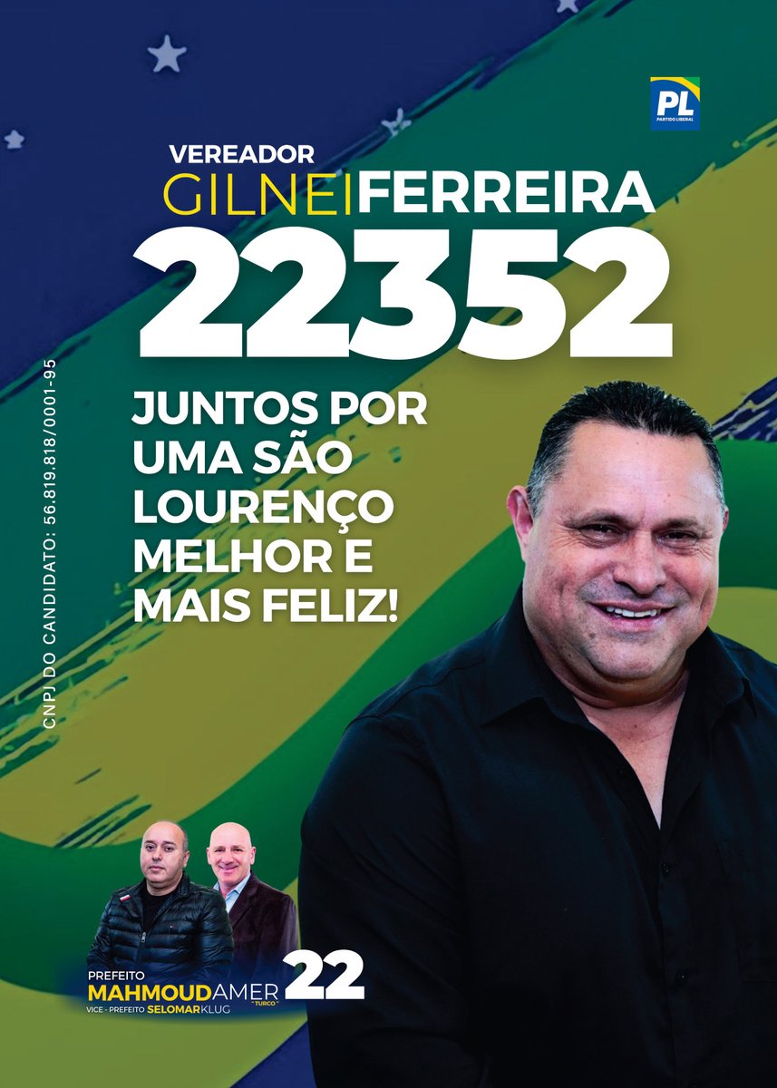 PL22SLS's tweet photo. Gilnei Ferreira - 22352
Juntos por uma São Lourenço melhor e mais feliz!

MAHMOUD AMER - 22 para prefeito

GESTÃO, EMPREENDEDORISMO E QUALIDADE DE VIDA: INTERIOR E CIDADE NA MESMA DIREÇÃO.

#prefeito22 #mahmoudamerprefeitosls #mahmoudeselomarsls #mahmoudamer22 https://t.co/3EcBsUpO9y