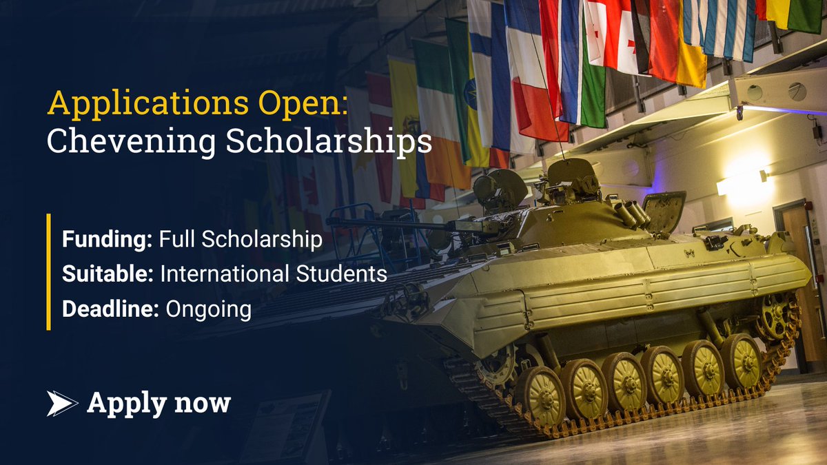 📣 📣 Chevening Scholarships are now open for application!  

Chevening is the UK Government’s international awards scheme aimed at developing global leaders. The application period runs from August to November each year. ⌚ ⌚ 

Don't wait, apply now:
cranfield.ac.uk/funding/fundin…