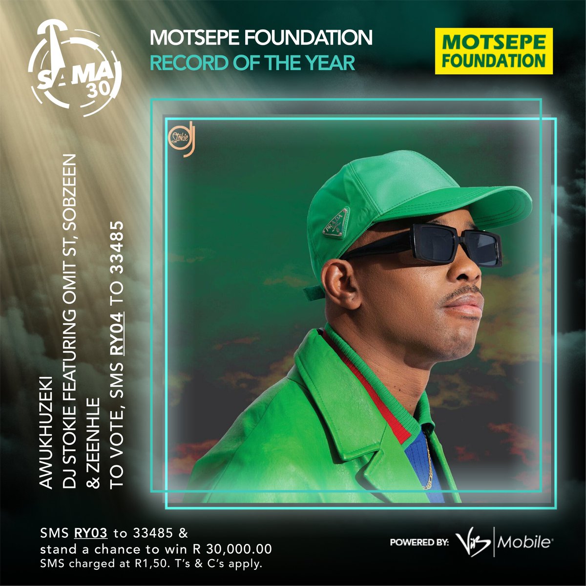 TheSAMAs's tweet photo. Your Voice, Your Choice!
Vote now for the Motsepe Foundation Record of the Year at #SAMA30!
TO VOTE: SMS RY + RY04 to 33485.
You could WIN R30 000!
#SAMA30 #30YearsOfSAMAs https://t.co/iHHSl8kNlu