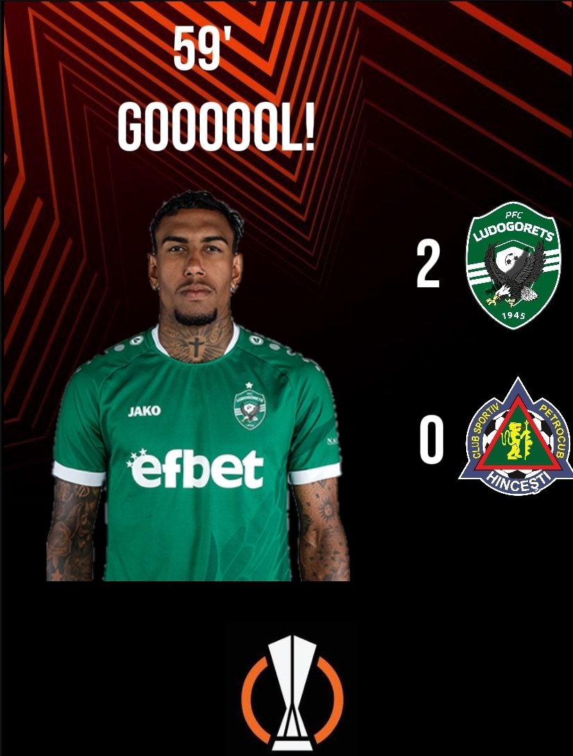 ⚽ 59' GOOOOOL! RWAN CRUZ 

Ludogorets 2-0 Petrocub 

#Ludogorets #UEL