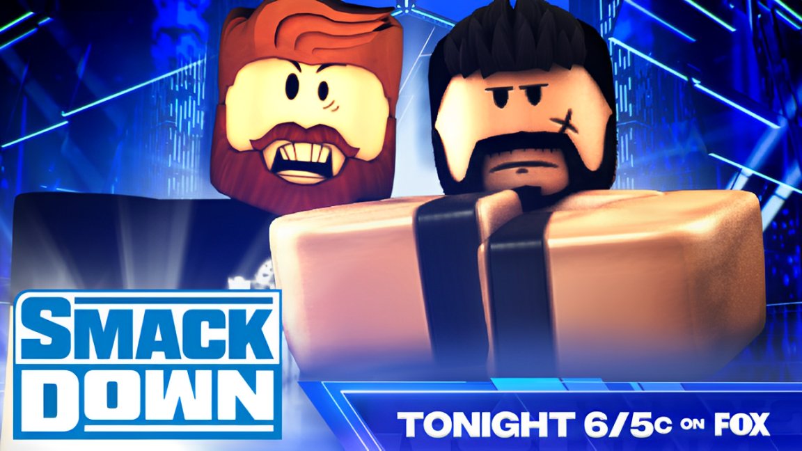 WWERPMedia's tweet photo. Tonight on #WWERPSmackdown

🔥 @Flichi_Zola takes on @DoubleTBNT in a Falls Count Anywhere Match

🎬 #TheDirtSheet responds on his SummerSlam Match Last Weekend

👊 #MetaRhodes takes on "A Town" @StillAiden 

🐶 @Hood33x has some words for his Future in #WWERP

📺 6/5c on @Roblox https://t.co/mWySfiCP38