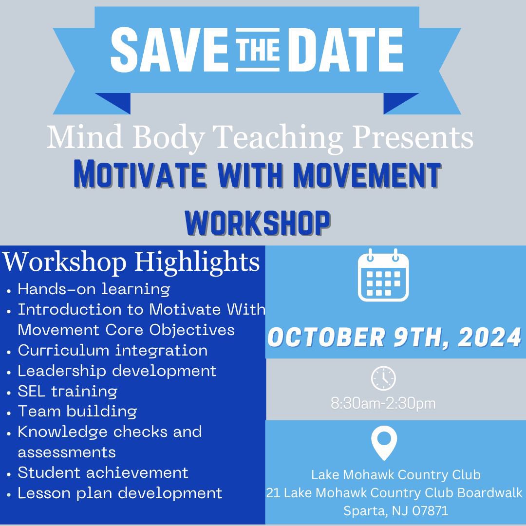 mindbodyteam's tweet photo. It’s on!! Join us to learn how movement in the classroom can help student achievement, motivation, SEL and classroom management. @_NJAEL_ @ProfJPizzo @DrKenPiascik @overton_mr @PE_JamNJ @drswitz1908 @jentguida @JDeeb15 @CoachSamLaps @stephguidateta @HuberTeacher @candypeguy https://t.co/jxus4GDmsW