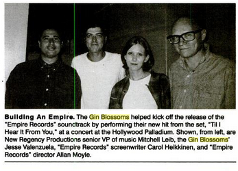 GBsArchives's tweet photo. With the anniversary of Empire Records soundtrack today...Throwback Thursday to a picture of Jesse with the people behind Empire Records movie &amp; soundtrack.

#TBT #ThrowbackThursday #GinBlossoms #EmpireRecords #JesseValenzuela #AllanMoyle #CarolHeikkinen #MitchellLeib #AMRecords https://t.co/MD6Apwc0Kr