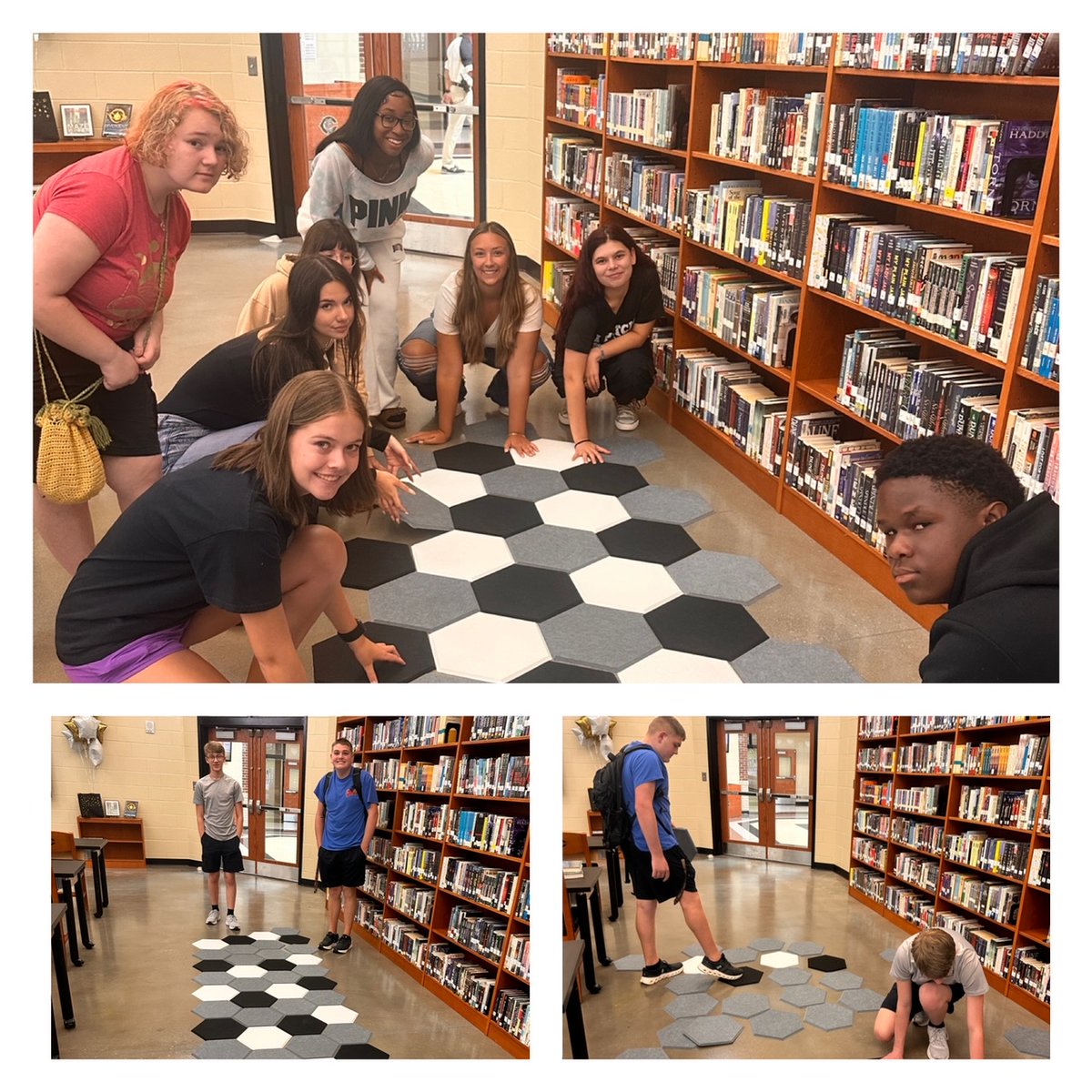 CPHTechnology's tweet image. The CHS Learning Commons is going through a complete renovation!  Art students designing our new sound tiles for a wall mural.