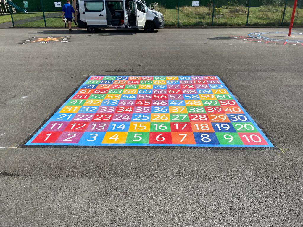 1st4playgrounds's tweet photo. 1-100 number grid made from 300mm x 300mm squares. These can be used for Key Stage 1 and Key Stage 2 children to help counting and numeracy skills as well as brightening up any school playground.
The colours are fantastic! https://t.co/2rc4VjvbZN