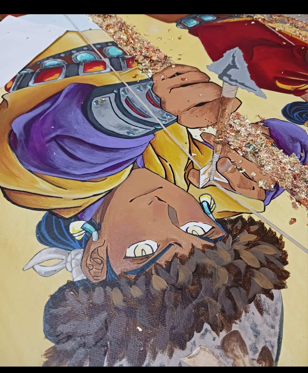 HadiibahJ's tweet photo. Here is a close up to the first place prize painting and the gold leaf portion of the painting https://t.co/HKpHNNV7x6