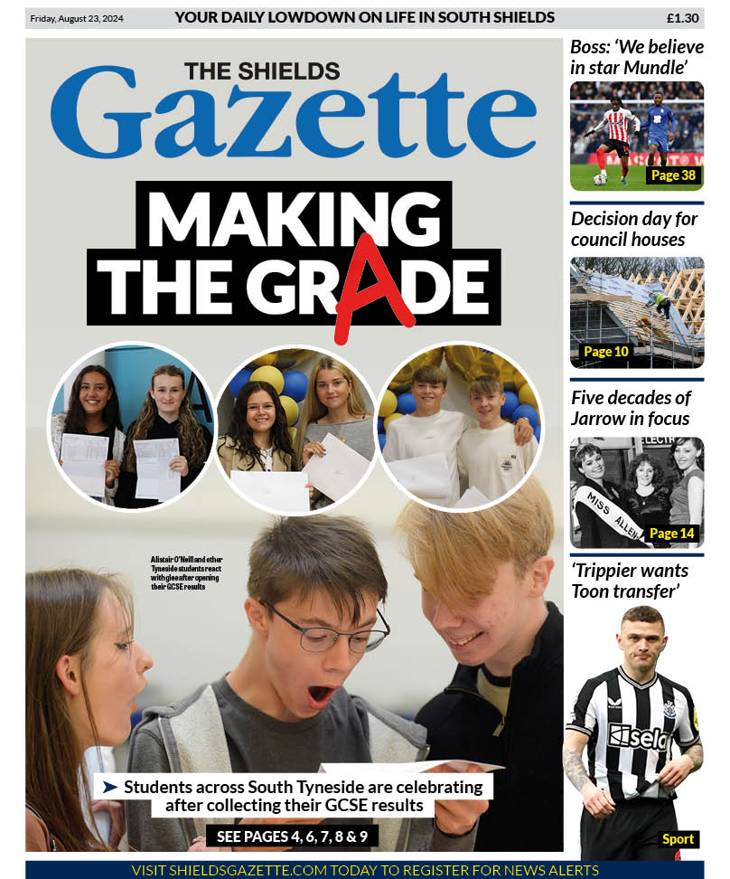 National World Design Hub (@nwdesignhub) on Twitter photo Lovely school-themed <a href="/shieldsgazette/">Shields Gazette</a> front page design by Aidan Townsend as South Tyneside students celebrate their GCSE results. Round-ups inside by <a href="/Ryansmithnews/">Ryan Smith</a>. Also plugged, <a href="/SunderlandAFC/">Sunderland AFC</a> boss <a href="/regislebris/">Regis Le Bris</a> says the club believes in hot prospect Romaine Mundle. #Sunderland Lovely school-themed <a href="/shieldsgazette/">Shields Gazette</a> front page design by Aidan Townsend as South Tyneside students celebrate their GCSE results. Round-ups inside by <a href="/Ryansmithnews/">Ryan Smith</a>. Also plugged, <a href="/SunderlandAFC/">Sunderland AFC</a> boss <a href="/regislebris/">Regis Le Bris</a> says the club believes in hot prospect Romaine Mundle. #Sunderland