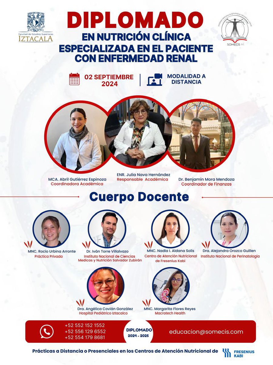Abril Gutiérrez (@abril_gtze) on Twitter photo No pierdas esta oportunidad de seguirte formando 👩🎓👨🎓
Inicio: 2 de septiembre de 2024
Envia tus documentos:
- Curriculum
- Título
- Cédula profesional
- Carta motivos
Al correo: educacion@somecis.com
#nutritionckd #kidneyhealth No pierdas esta oportunidad de seguirte formando 👩🎓👨🎓
Inicio: 2 de septiembre de 2024
Envia tus documentos:
- Curriculum
- Título
- Cédula profesional
- Carta motivos
Al correo: educacion@somecis.com
#nutritionckd #kidneyhealth