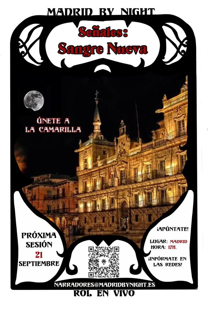 ¡La Camarilla inicia una nueva etapa!
 
Muchas cosas han sucedido entre los Vástagos de la  ciudad y no todos los enemigos venían del exterior. 
 
¡Comienza una nueva aventura en nuestra Crónica Camarilla!
 
¡No lo dejes pasar!

#madridbynight #rol #vampiro