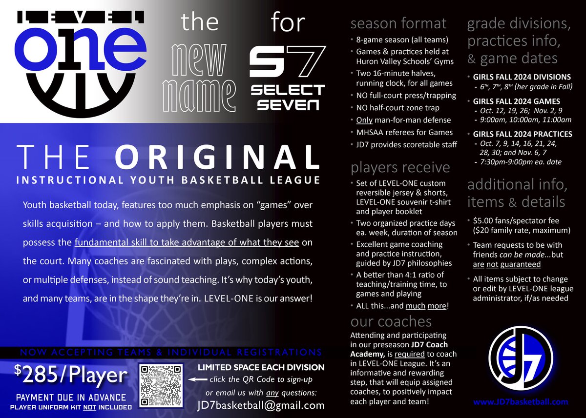 JD7basketball's tweet photo. Our Fall Girls Basketball League is back! ...but rebranded under a new name! โJD7: Level Oneโ ๐ Looking for 6th, 7th, and 8th grade girls! โน๏ธโโ๏ธ
-
Link to sign-up: https://t.co/qkTP1wdfN4
-
-
#jd7basketball #girlsbasketball #fallbasketballleague https://t.co/Uug2N8wSFy