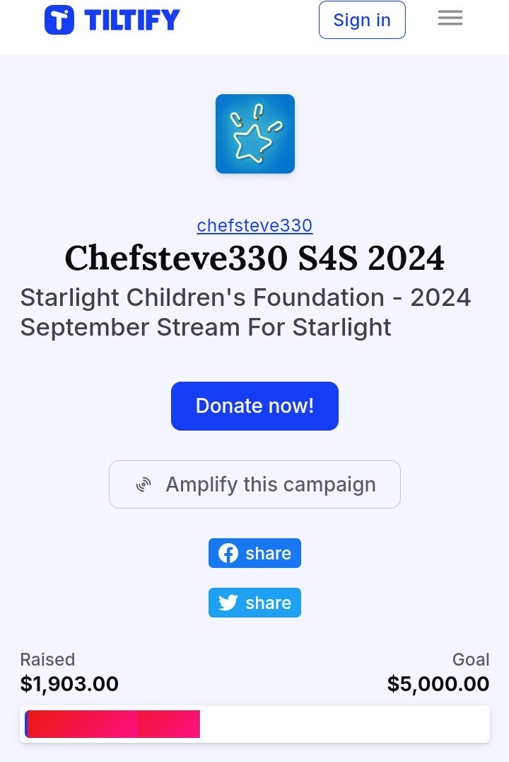 chefsteve330's tweet photo. New campaign started this week getting ready for September Childhood Cancer Awareness Month for @StarlightUS same amazing community that inspires me every day, I am blessed to be a part of something greater than ourselves! #starlightus https://t.co/j0PqbkBdTx #tiltify10 https://t.co/obJizvbDiA