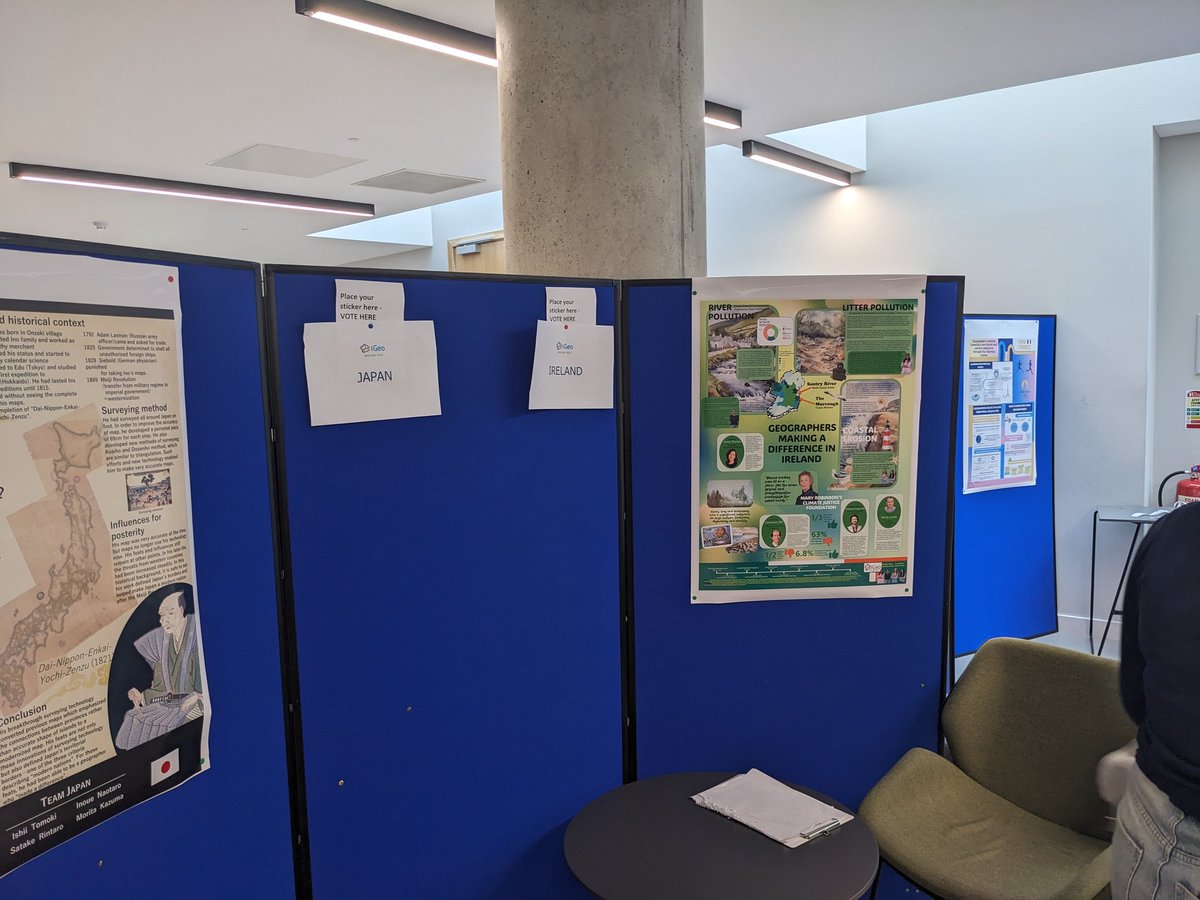Maynoothgeog's tweet image. The poster competition @IGeoDublin2024 kicks off shortly but we got a sneak peak behind the scenes earlier when students were setting up! Can't wait to see how they all do #IGEO2024 #GeographyTeachers #JCGeography