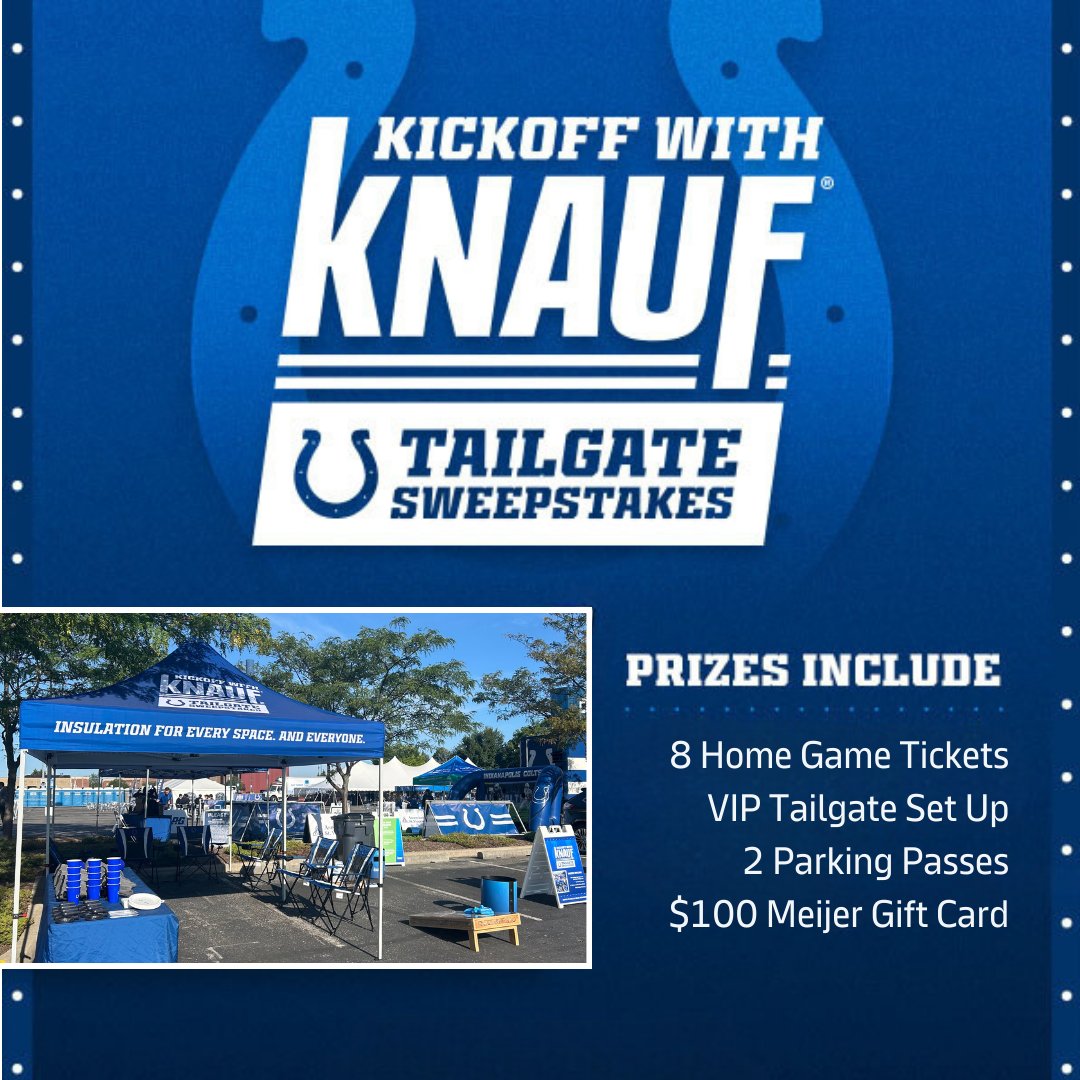 Knauf North America (@knaufna) on Twitter photo Don't miss your chance to score the ultimate tailgating experience! We’re selecting 8 winners, one for each regular season <a href="/Colts/">Indianapolis Colts</a> home game. 🏈
Enter for your shot at an unforgettable experience ➡️ bit.ly/4cE0fJB
#Colts #NFL #KickoffwithKnauf #Indianapolis Don't miss your chance to score the ultimate tailgating experience! We’re selecting 8 winners, one for each regular season <a href="/Colts/">Indianapolis Colts</a> home game. 🏈
Enter for your shot at an unforgettable experience ➡️ bit.ly/4cE0fJB
#Colts #NFL #KickoffwithKnauf #Indianapolis
