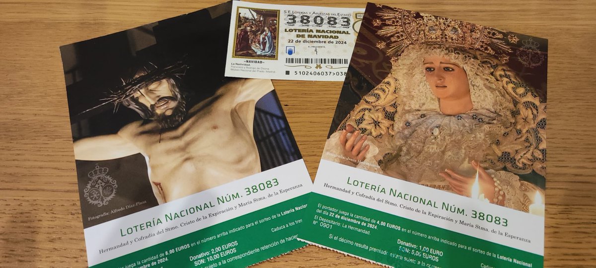 🎄Ya está aquí la Lotería de Navidad 2024 🎄

Un año más salen a la venta los décimos y participaciones de la lotería navideña decana en las hermandades criptanenses. 

78 años repartiendo ilusión a los criptanenses 
No te quedes sin ella y... Que la suerte te acompañe 🍀