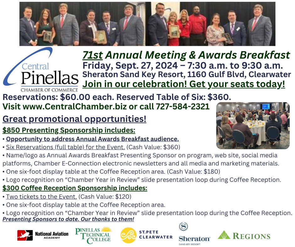 Join us at the 71st Annual Meeting &amp; Awards Breakfast as we celebrate the past year's achievements! Register as a sponsor or attendee at centralpinellas.membersthrive.com/index.php?id=2…