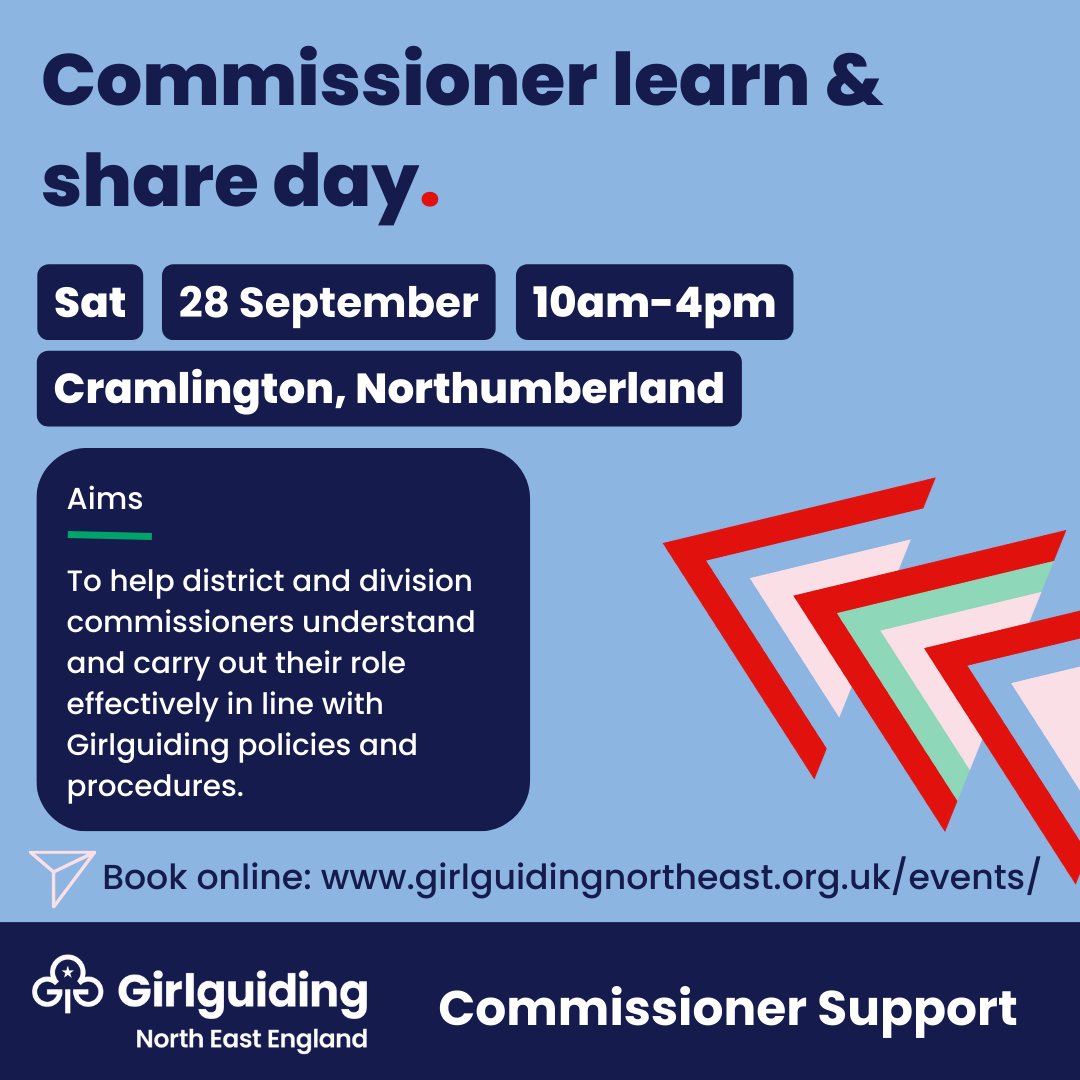 A face to face training and support day for district and division commissioners. Find out more and book on the region website. girlguidingnortheast.org.uk/events/new-com…