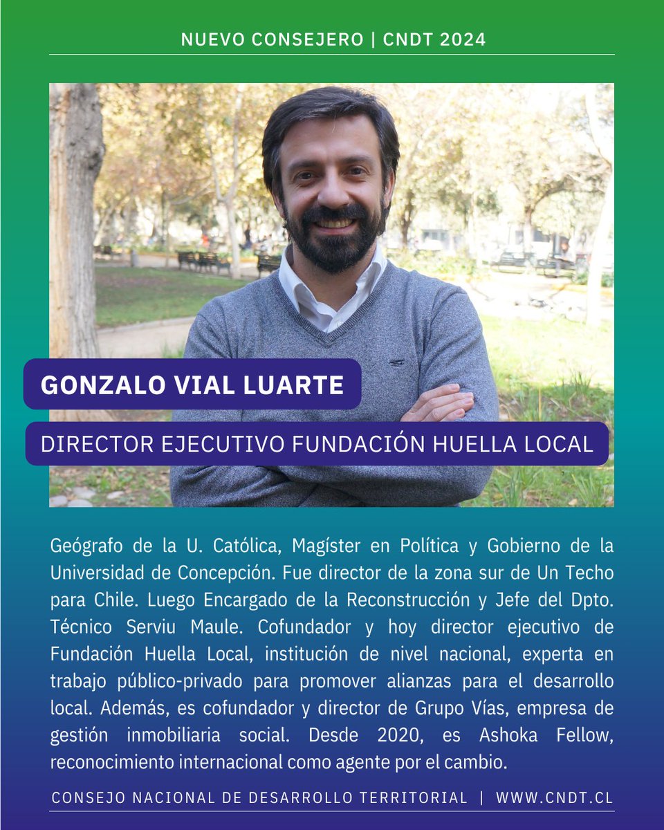 cndt_chile's tweet photo. Felices de sumar toda la experiencia de @HuellaLocal al CNDT y de contar con un consejero de lujo como @VialGonzalo, quien dirige una institución de nivel nacional, experta en trabajo público-privado para promover alianzas para el desarrollo local. Añadimos trabajo en terreno👌. https://t.co/429sieX27u