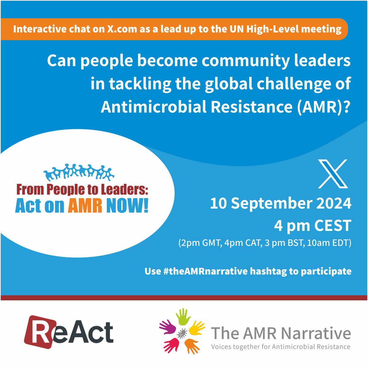 The AMR Narrative (@theamrnarrative) on Twitter photo No voice is too small, especially #AMR patients, carers & survivors within our communities
We're pleased to partner with <a href="/reactgroup/">ReAct - Action on Antibiotic Resistance</a> for this dialogue on X, 10 Sep, 4pm CEST
Everyone welcome
Read more 👉 amrnarrative.org/event/can-peop…
#theAMRnarrative
#AntimicrobialResistance No voice is too small, especially #AMR patients, carers & survivors within our communities
We're pleased to partner with <a href="/reactgroup/">ReAct - Action on Antibiotic Resistance</a> for this dialogue on X, 10 Sep, 4pm CEST
Everyone welcome
Read more 👉 amrnarrative.org/event/can-peop…
#theAMRnarrative
#AntimicrobialResistance