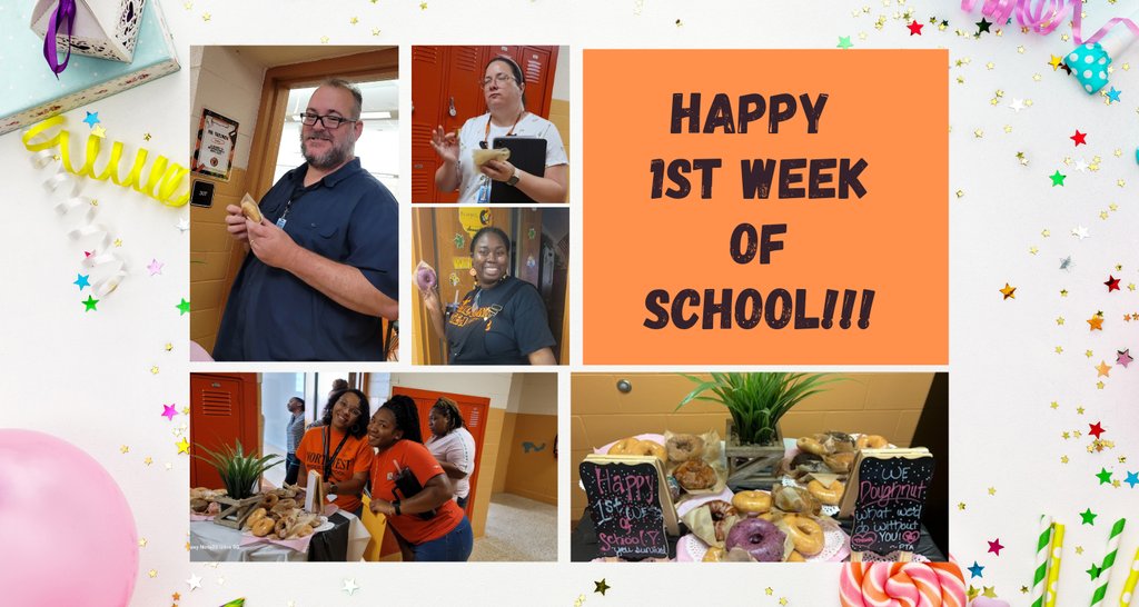 Falcons_NWMS's tweet photo. Happy first week of school from our Falcon PTA!!!! Special thanks to our PTA for gifting Teachers and Staff with donuts during the first week of school! #FalconWAY https://t.co/I2gB1y2fpl