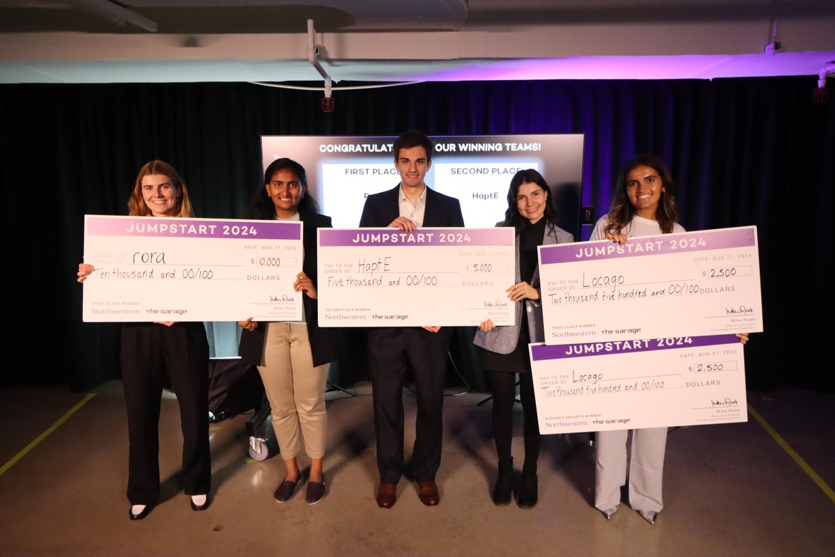 Northwestern (@northwesternu) on Twitter photo And that's a wrap for Jumpstart Demo Day 2024, where student-founded teams pitched their startups for a chance to win $10,000!
Congrats to all participants—and a special shoutout to rora, HaptE and Locago for snagging top honors! 
🏆➡️ spr.ly/6015l4Fst And that's a wrap for Jumpstart Demo Day 2024, where student-founded teams pitched their startups for a chance to win $10,000!
Congrats to all participants—and a special shoutout to rora, HaptE and Locago for snagging top honors! 
🏆➡️ spr.ly/6015l4Fst