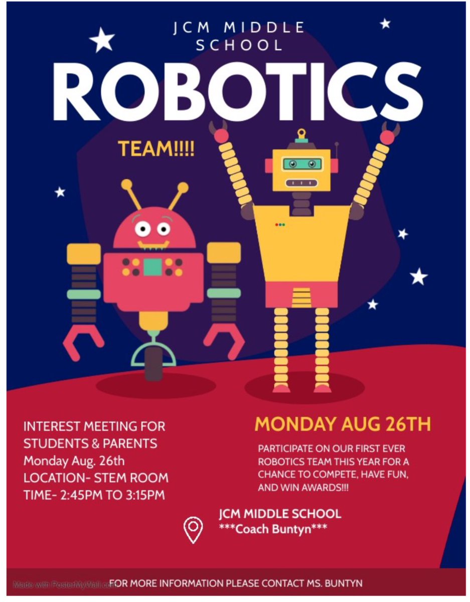 Calling all Techie Cougars! The Robotics Team needs YOU!!  Parent and Student Interest Meeting will be held Monday, August 26th, 2024  in the STEM Room with Coach Buntyn! #JCMMSrobotics #cougarpride #gocougars 💚💛💚💛 <a href="/suptking/">Marlon D. King</a>  <a href="/JMCSchools/">Jackson-Madison County Schools</a>