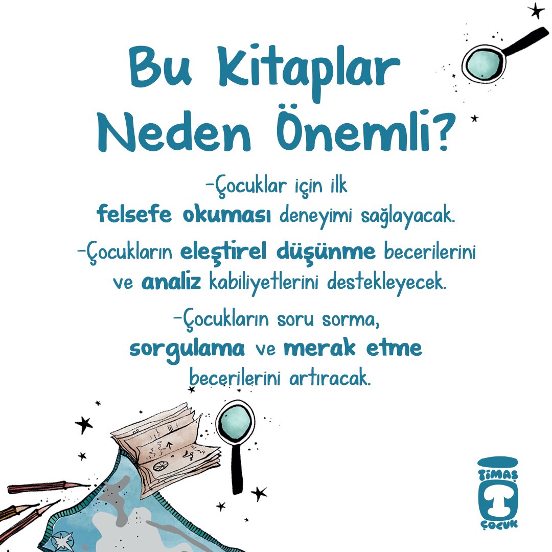 Çocuklara ilk felsefi okuma deneyimi sağlayan ve çocukların eleştirel düşünme becerilerini geliştirmeyi destekleyen Murat Moroğlu kitaplarını çocuklar çok sevecek! 💙🤩

Eylül’de yepyeni kitabını merakla bekleyin! ✨📚