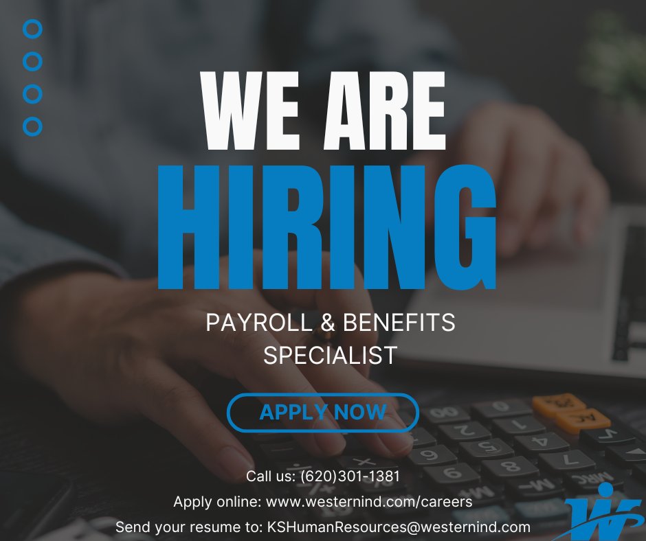 Western_IND's tweet photo. Western is looking for an experienced Payroll & Benefits Specialist! 🌟
Apply now at https://t.co/xi4agpPfH8 🔍
#JobAvailable #Winfield https://t.co/E68dUL89xv