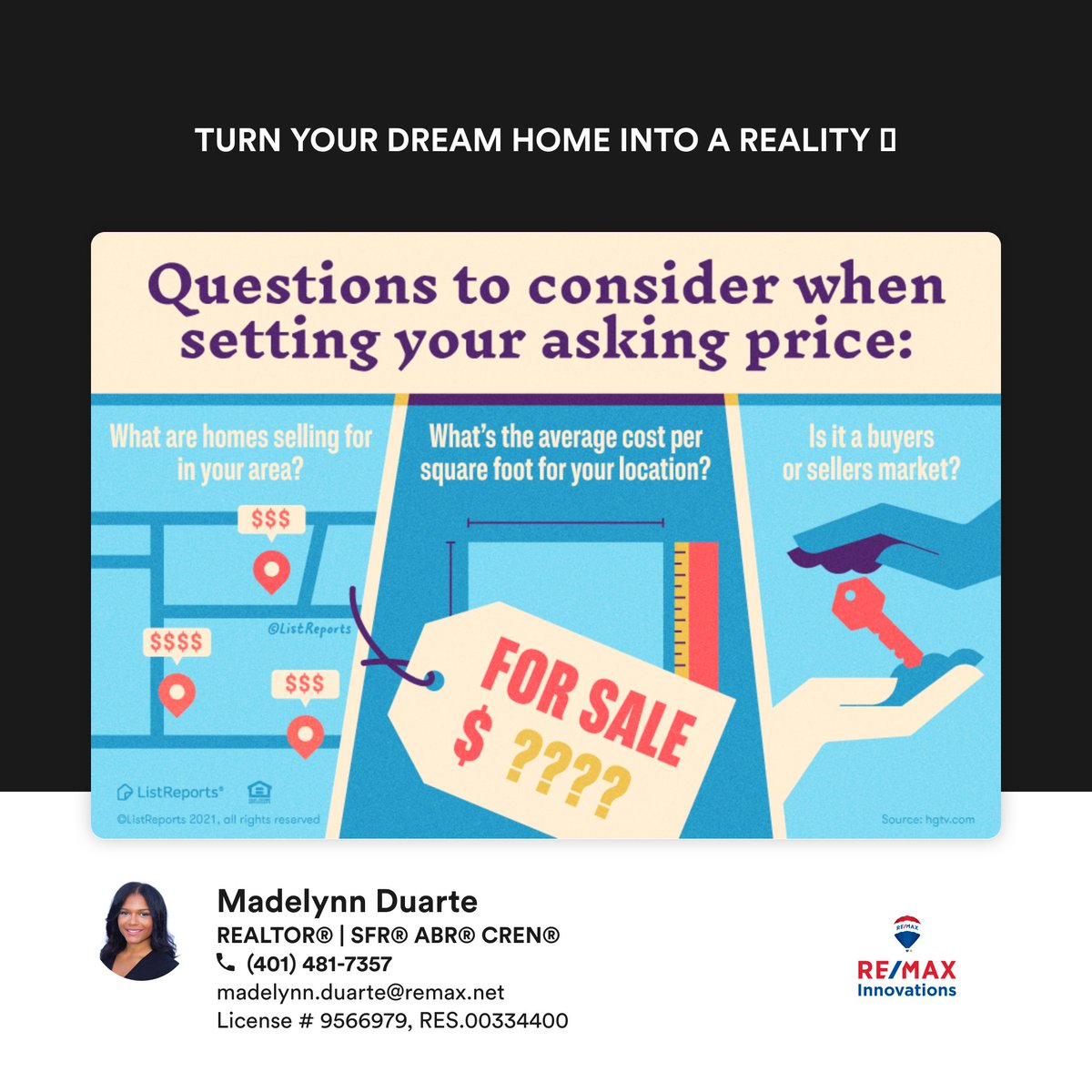 There’s a lot to think through and research when you’re setting the asking price for your home sale. I can help by preparing a Comparative Market Analysis report, tips on pricing strategies, and current market trends. It’s what I’m here for! #thehelpfulagent #rirealtor
