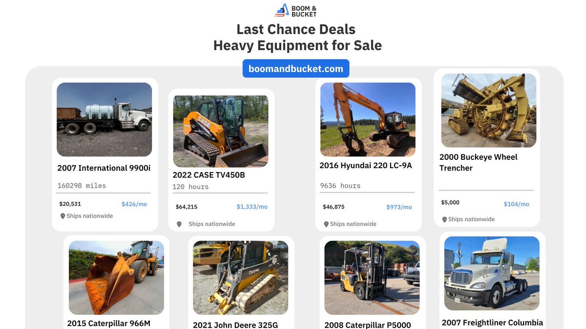 boomandbucket's tweet image. 🚨 Last Call for Exclusive Heavy Equipment Savings! 🚨 
 Now’s your chance to secure unbeatable deals before they’re gone! Don’t wait—these offers won’t last long! 🚜 Explore the final opportunities here: buff.ly/4cAmfVA
#LastChance #HeavyEquipmentDeals #ProjectEfficiency