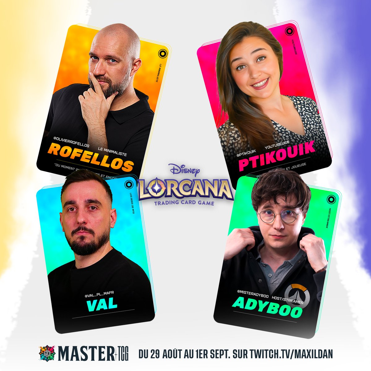 Maxildan's tweet photo. Voici les 4 premiers jeux du Master TCG et les joueurs qui s'y affronteront.

Si c'est plutôt réparti dans les 3 autres équipes, chez la Team Poison, @MisterAdyboo est partout.
Peut-être est-ce simplement la peur qui retient @OdemianHS 👀 https://t.co/ovlbDXL3xE