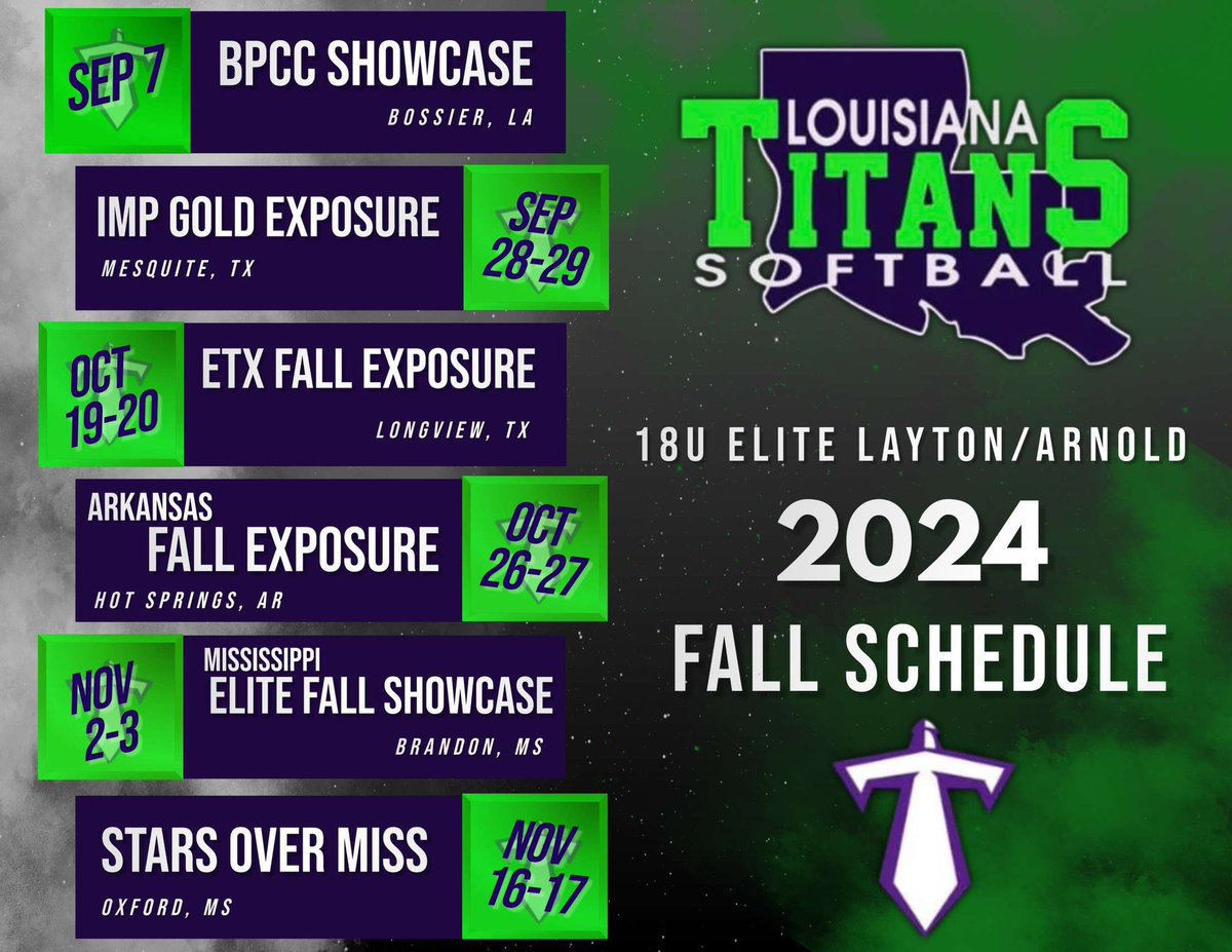 ‼️ Our 2024 Fall Schedule ‼️
LOADED with COMPETITION and EXPOSURE! 

#ifyouhittinyouaintsittin
#trusttheprocess