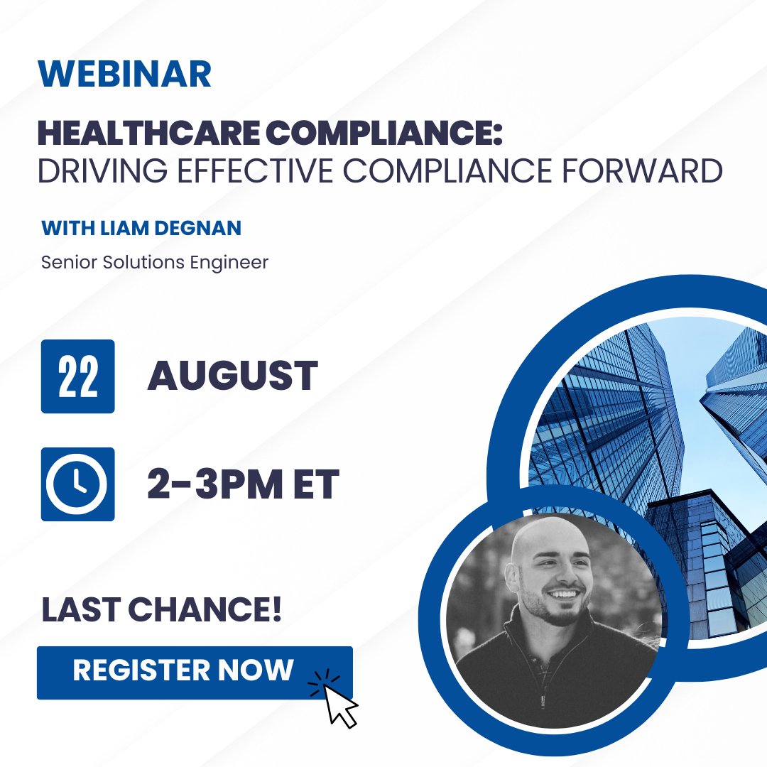 Last chance to register for today's webinar @ 2PM ET, "Healthcare Compliance: Driving Effective Compliance Forward." Learn how to use the OIG 7 Elements to effectively manage your #healthcarecompliance Sign up now! bit.ly/3tuFUG5