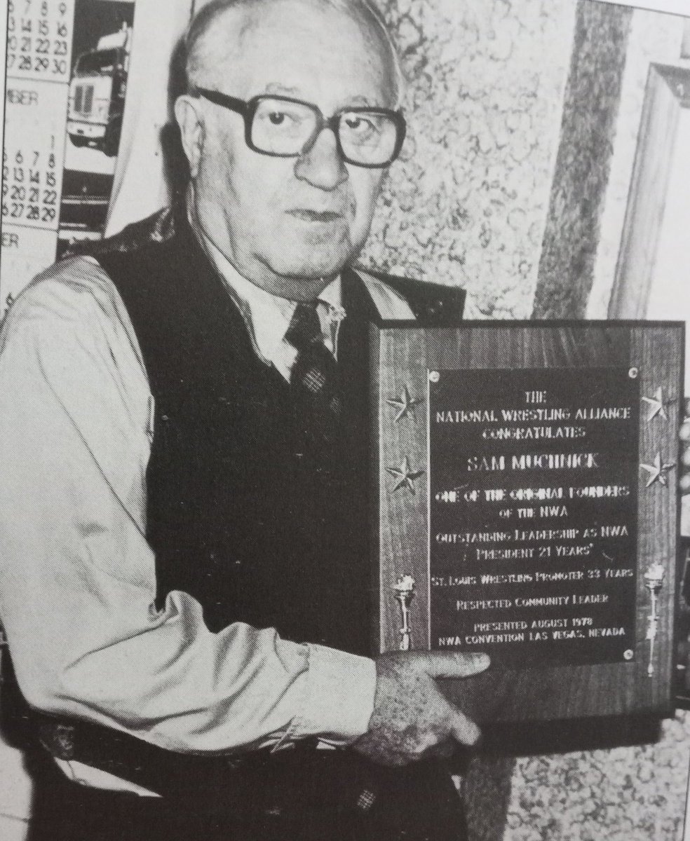 Wrestle40's tweet photo. 🎂 Happy Birthday to legendary #StLouisWrestling promoter Sam Muchnick, who turns 79 today! 🥳🎉 Instrumental in establishing the NWA in 1948, he served as the NWA's president from 1950 to 1960 and again from 1963 to 1975. He retired from promoting in 1982. #OnThisDay #SLWC https://t.co/LOGO7g1UoN