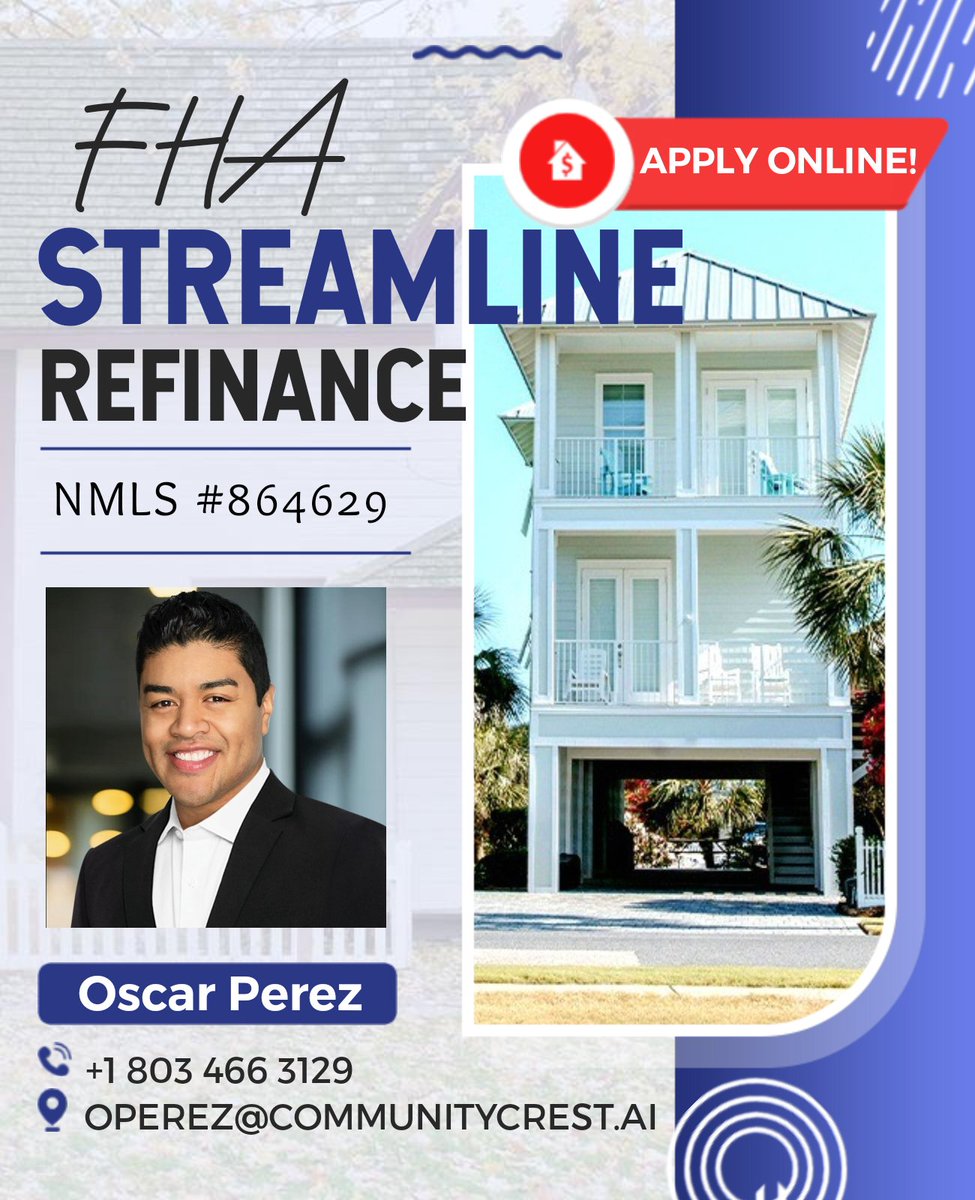 Community_Crest's tweet image. Oscar Perez 
Direct# 803-466-3129 
Email: operez@communitycrest.ai 
Website: CommunityCrest.ai 
📍South Carolina 
NMLS# 864629

#HomeLoan
#Refinance
#Purchase 
#HouseHunting
#relocation
#FirstTimeHomeBuyer
#HouseHunting
#DreamHome
#HomeOwnership
#foreverhome