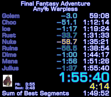 bowiethehero.bsky.social (@bowie_alexander) on Twitter photo After 7 years, I have beaten my Final Fantasy Adventure WR, and you know what? Prier and Crow are playing so well right now, this isn't safe. 1:53 maybe? 🧐
Until that time. 1:55:40; fastest ever for the original <a href="/ManaGame/">Mana Series</a>
Cannot wait for Visions next week for a new Mana era 💚 After 7 years, I have beaten my Final Fantasy Adventure WR, and you know what? Prier and Crow are playing so well right now, this isn't safe. 1:53 maybe? 🧐
Until that time. 1:55:40; fastest ever for the original <a href="/ManaGame/">Mana Series</a>
Cannot wait for Visions next week for a new Mana era 💚