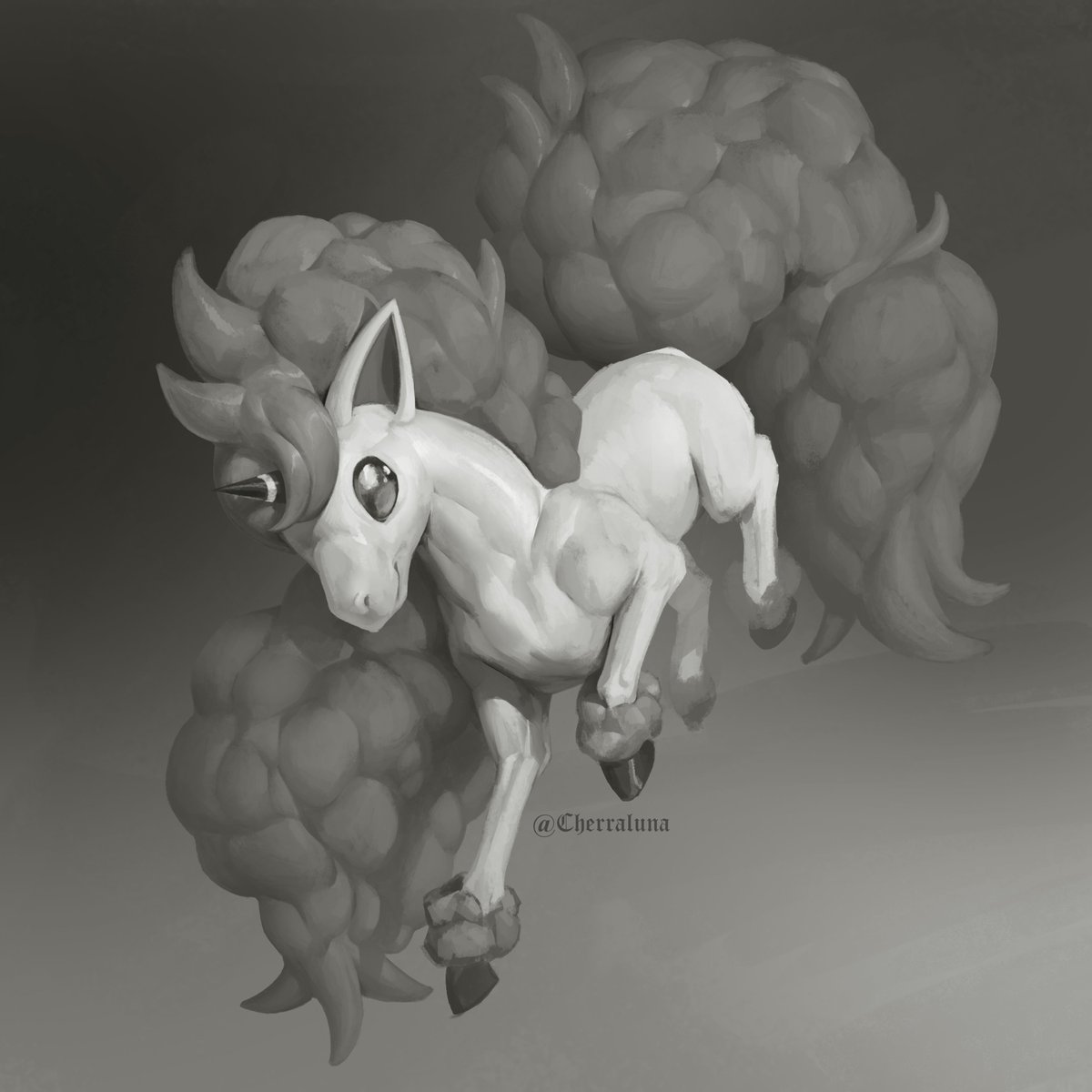 Cherraluna's tweet photo. Pokemon painting practice - Galarian Ponyta🦄 https://t.co/7PoZBWa1zl