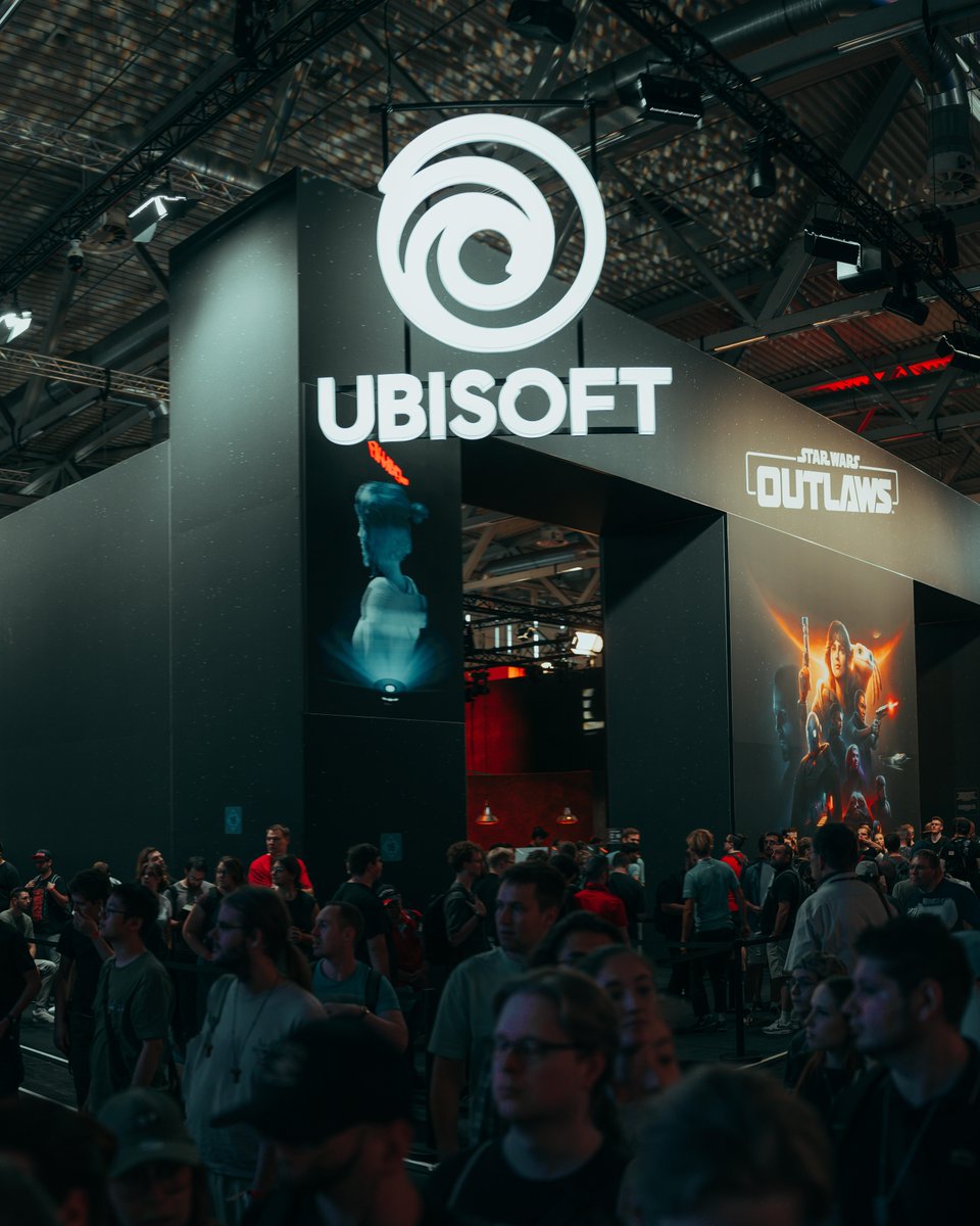 Ubisoft's tweet photo. Hallo #Gamescom 👋 

Join us at Hall 6.1 for a closer look at #AssassinsCreedShadows, and get hands on with #StarWarsOutlaws 🎮 https://t.co/dCuRk7VYox