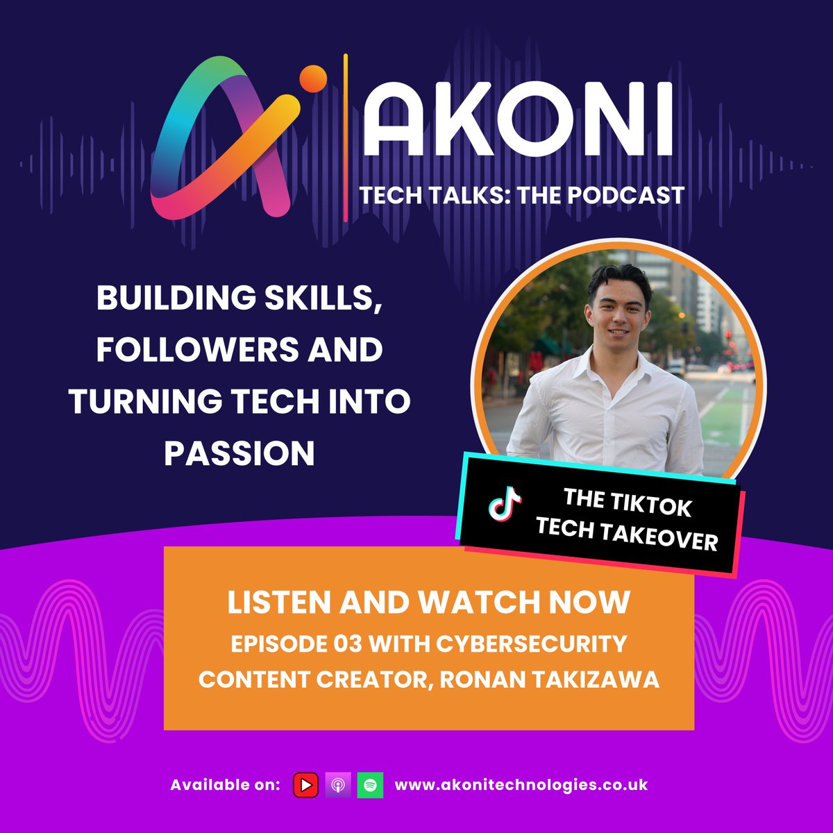 E03 of Akoni Tech Talks is LIVE! 🎉 Join cybersecurity content creator <a href="/ronantech/">Ronan Naughton</a> as he shares his journey from high school in Japan to NYU, exploring web dev, cybersecurity, and AI's future in tech. 👉 Listen or watch on now: linktr.ee/akonitechnolog… #Podcasts #TechPodcast #AI