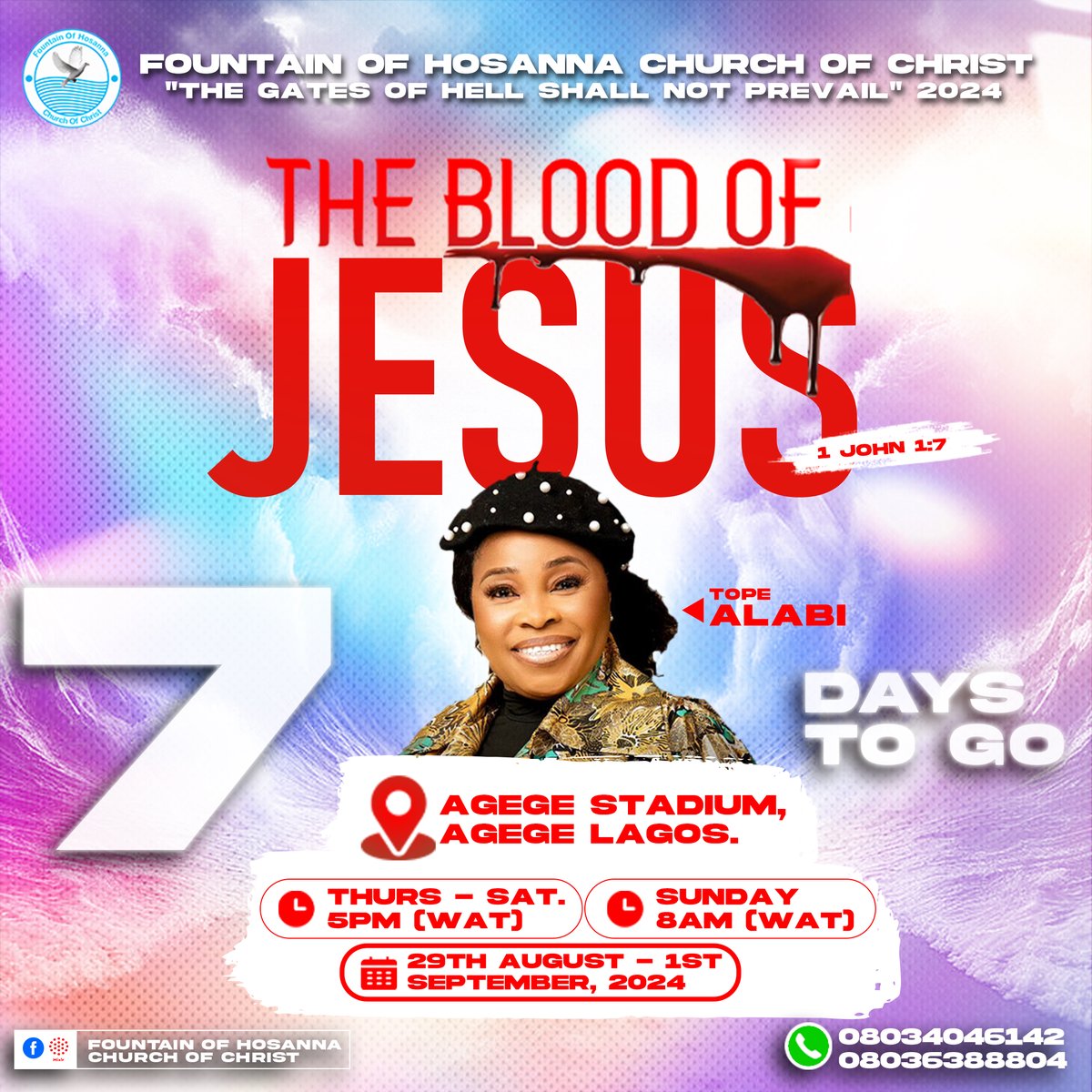 fhcc_global's tweet photo. Join us for "The Gates of Hell Shall Not Prevail 2024," themed The Blood of Jesus, hosted by Prophet Kehinde Abiodun at Agege Stadium, Lagos. This life-changing event runs from August 29th to September 1st.
Don't miss out on a powerful encounter with God's presence #AgegeStadium https://t.co/3KoD6aprOi