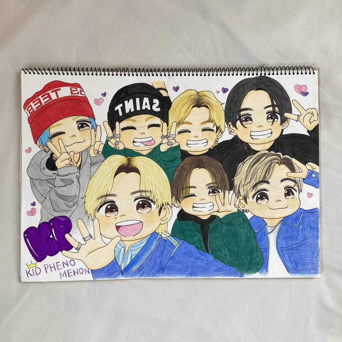 _shunn__kr15's tweet photo. #KIDPHENOMENON デビュー1周年おめでとう🎉💜
今年も感謝とお祝いの気持ちを込めてイラストを描きました✍🏻♡
ALT読んでくれると嬉しいです😌
 #キドフェノ1周年おめでとう 
 #夫松健介 #遠藤翼空 #岡尾琥珀 #川口蒼真 #佐藤峻乃介  #山本光汰  #鈴木瑠偉  #キドフェノ #キドフェノFC  #BATTLEOFTOKYO https://t.co/LfY3XE5Jnm