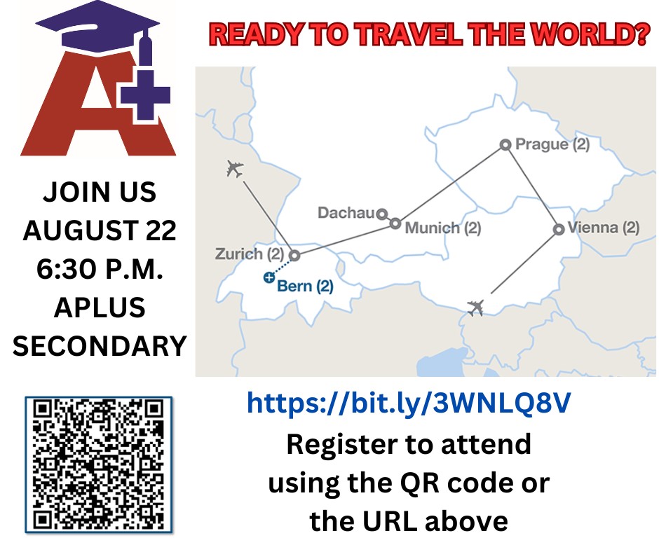Ready to travel the world?
Join us tonight at our A+ Secondary Campus